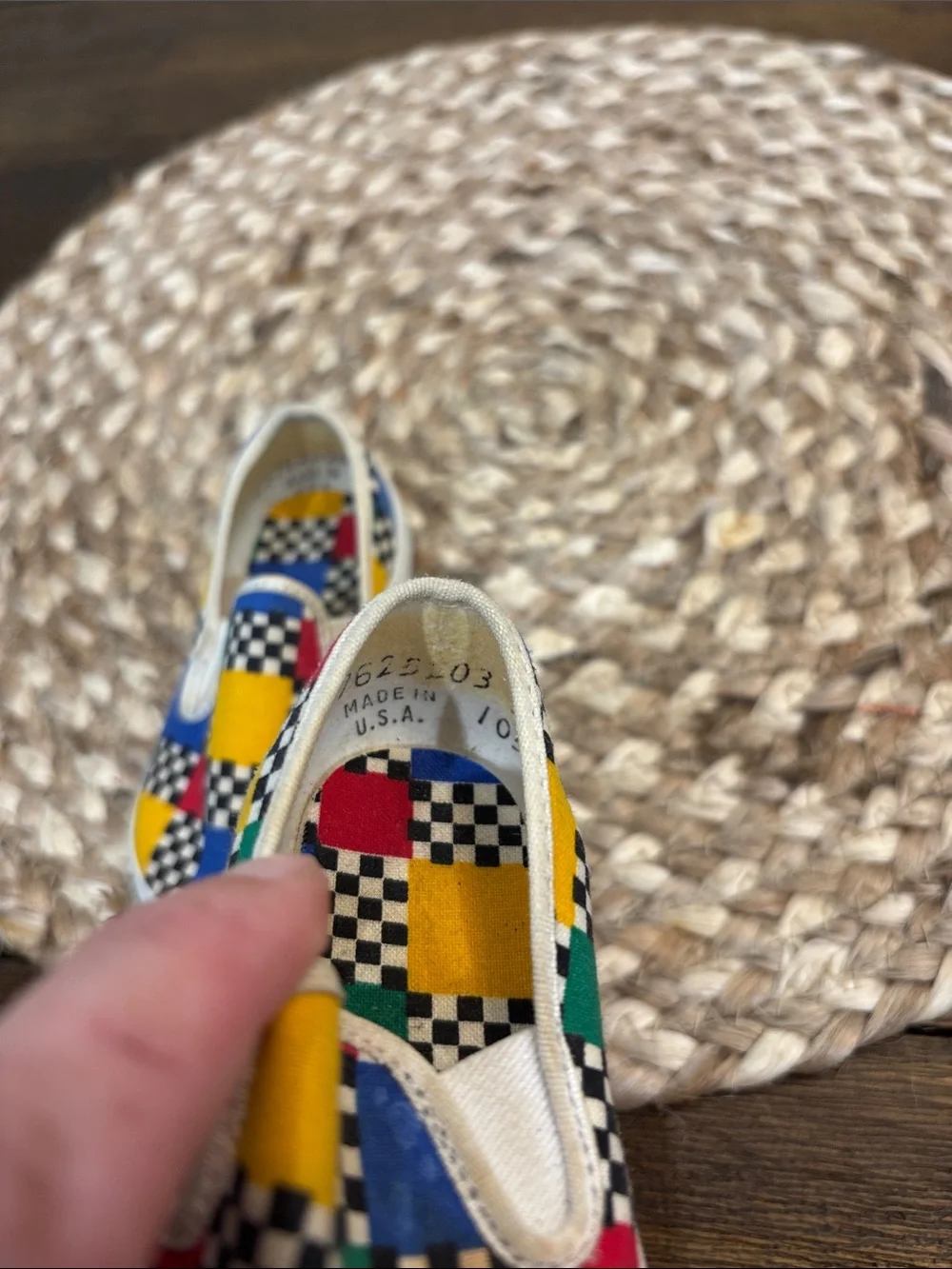 Baby Size 3 Slip-On Checkerboard Patchwork Sneakers in Multicolor